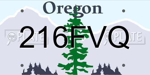 216FVQ Oregon License Plate