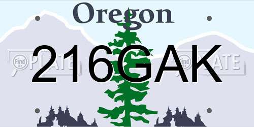 216GAK Oregon License Plate