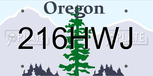 216HWJ Oregon License Plate