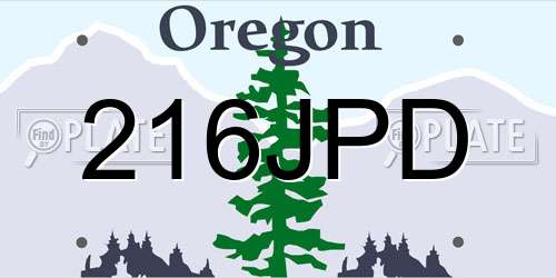216JPD Oregon License Plate
