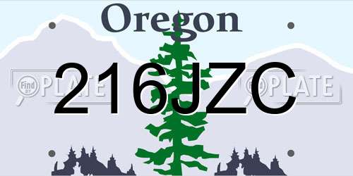 216JZC Oregon License Plate