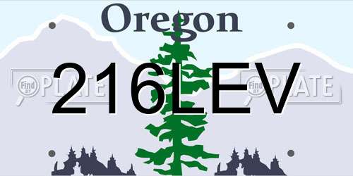 216LEV Oregon License Plate