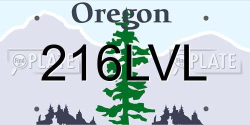 216LVL Oregon License Plate