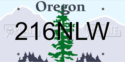 216NLW Oregon License Plate