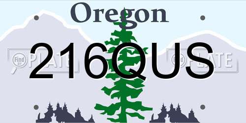 216QUS Oregon License Plate