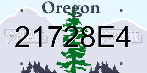 21728E4 Oregon License Plate