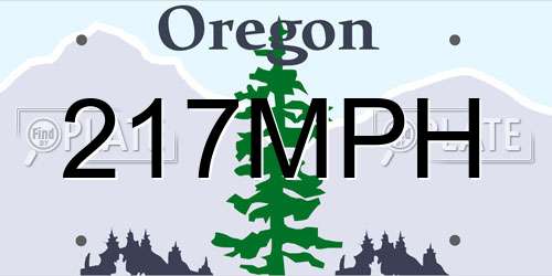 217MPH Oregon License Plate