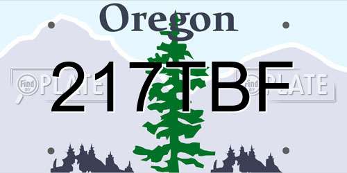 217TBF Oregon License Plate