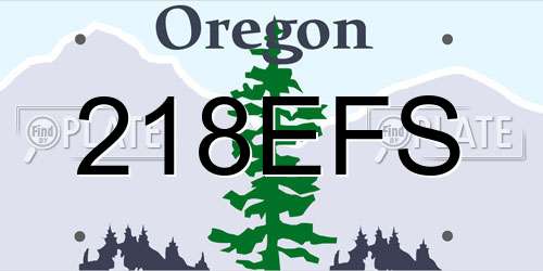 218EFS Oregon License Plate