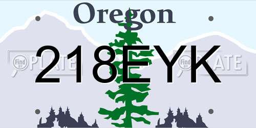 218EYK Oregon License Plate