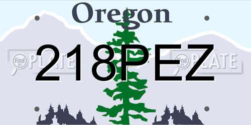 218PEZ Oregon License Plate