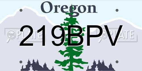 219BPV Oregon License Plate