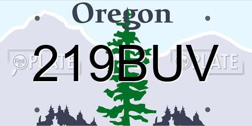 219BUV Oregon License Plate