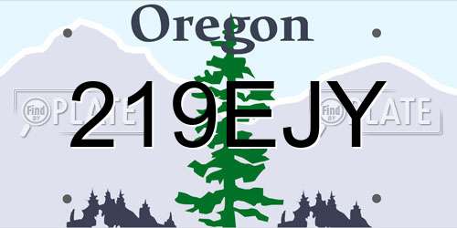 219EJY Oregon License Plate