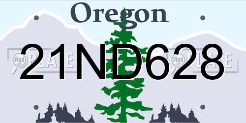 21ND628 Oregon License Plate