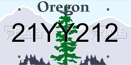 21YY212 Oregon License Plate