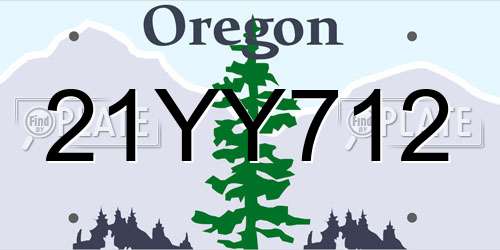 21YY712 Oregon License Plate