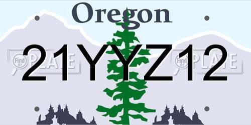 21YYZ12 Oregon License Plate