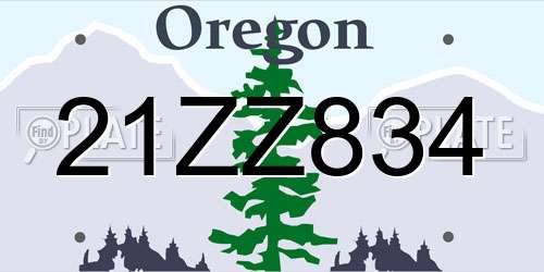 21ZZ834 Oregon License Plate