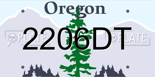 2206DT Oregon License Plate