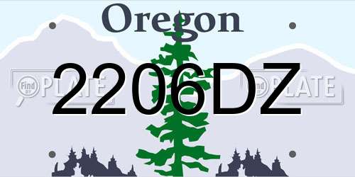2206DZ Oregon License Plate
