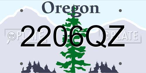 2206QZ Oregon License Plate