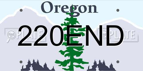 220END Oregon License Plate