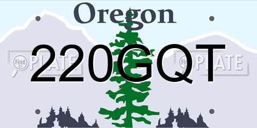 220GQT Oregon License Plate