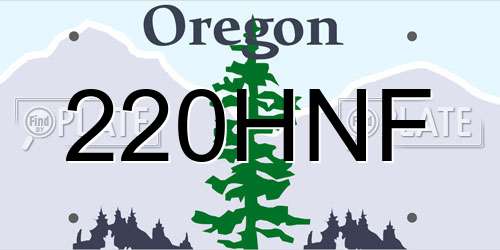 220HNF Oregon License Plate