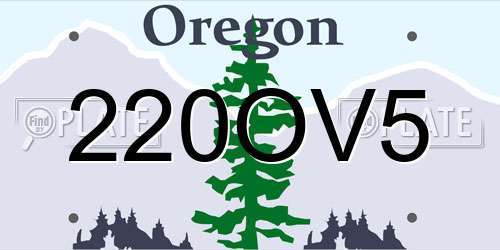 220OV5 Oregon License Plate