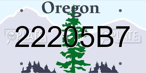 22205B7 Oregon License Plate