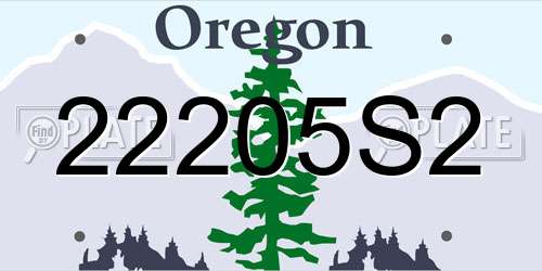 22205S2 Oregon License Plate