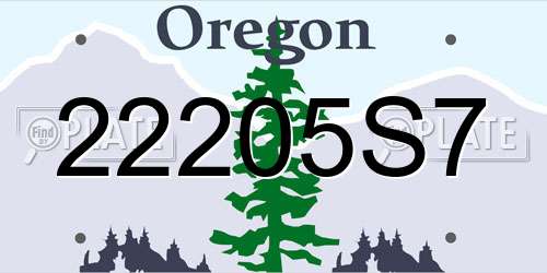 22205S7 Oregon License Plate