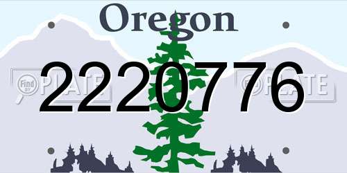 2220776 Oregon License Plate
