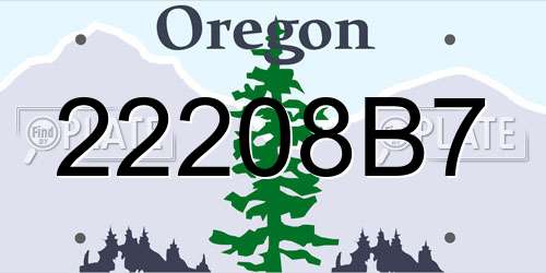 22208B7 Oregon License Plate