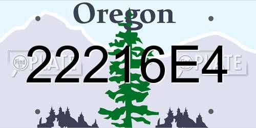22216E4 Oregon License Plate