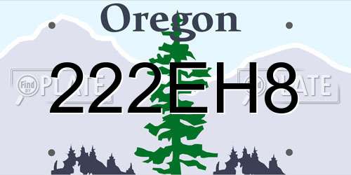 222EH8 Oregon License Plate