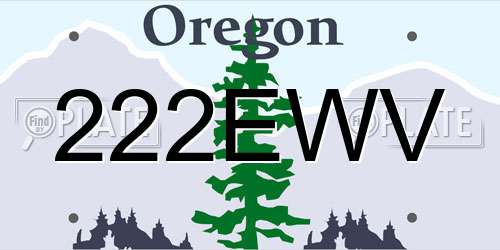 222EWV Oregon License Plate