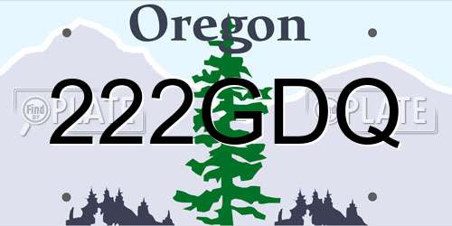 222GDQ Oregon License Plate