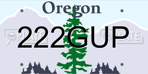 222GUP Oregon License Plate