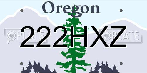 222HXZ Oregon License Plate