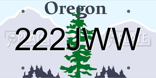 222JWW Oregon License Plate