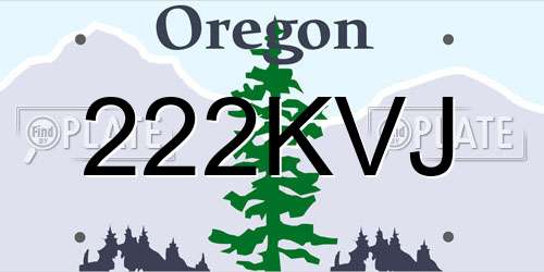 222KVJ Oregon License Plate