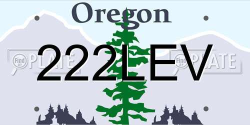 222LEV Oregon License Plate
