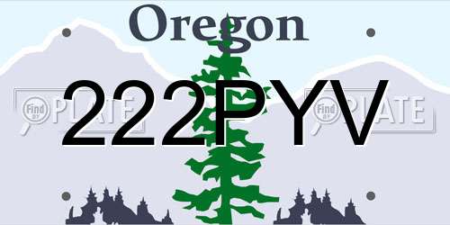 222PYV Oregon License Plate