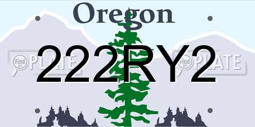 222RY2 Oregon License Plate