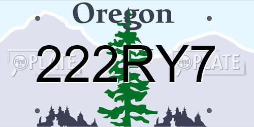 222RY7 Oregon License Plate