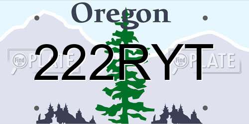 222RYT Oregon License Plate