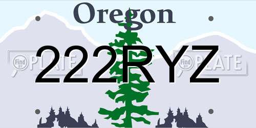 222RYZ Oregon License Plate