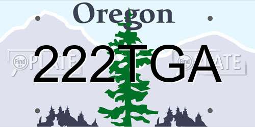 222TGA Oregon License Plate